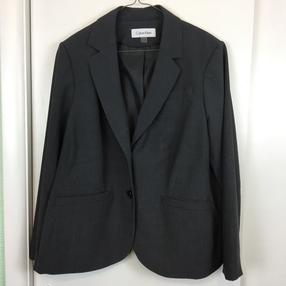 Calvin Klein Slate Grey Blazer Sz 16 Plus Size